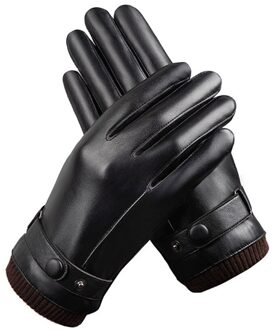 Fietsen Winter Wanten Buiten Rijden Warm Houden Thermische Volledige Vinger Anti Slip Mode Winddicht Koud Weer Pu Lederen Handschoenen heren