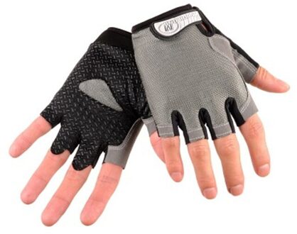 Fietshandschoenen Fiets Handschoenen Fiets Handschoenen Anti Slip Shock Ademende Half Vinger Korte Sport Handschoenen Accessoires Voor Mannen Vrouwen grijs / L