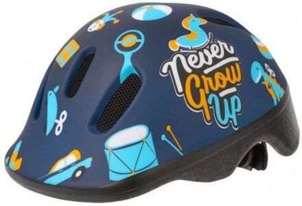 fietshelm Never Grow Up junior donkerblauw maat 44/48