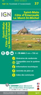 Fietskaart - Wandelkaart 75037 Bretagne: Saint Malo - Côte d'Emeraude - Mont Saint-Michel | IGN - Institut Géographique National
