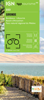 Fietskaart - Wegenkaart - landkaart D33 Top D100 Gironde | IGN - Institut Géographique National