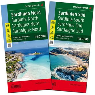 Fietskaart - Wegenkaart - landkaart Sardinië Noord + Zuid | Freytag & Berndt