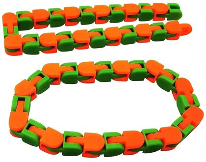 Fietsketting Track Stress Relief Speelgoed Kleurrijke Puzzel Zintuiglijke Fidget Speelgoed Stress Draaien En Vorm Vinger oranje groen