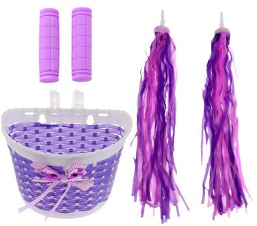 Fietsmand Met Handvatten En Kwasten Streamers Voor Kids Kind Fiets Stuur Streamers Kleurrijke Streamers Accessoire paars