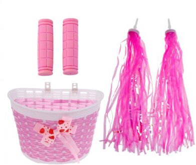 Fietsmand Met Handvatten En Kwasten Streamers Voor Kids Kind Fiets Stuur Streamers Kleurrijke Streamers Accessoire roze