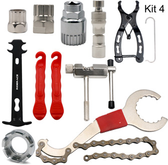 Fietsreparatieset Kits Fietsketting Meten Liniaal Crank Puller Extractor Chain Cutter Vliegwiel Remover Fietsen Reparatie Onderdelen GRIJS