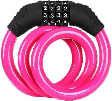 Fietsslot Combinatie Nummer Code Fiets Cyclus Lock 12 Mm Door 650 Mm Stalen Kabel Keten Fiets Accessoires roze