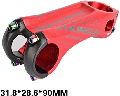 Fietsstuur Positieve En Negatieve 17 Graden Fiets 90Mm Off-Road Stuur Negatieve Hoek Riser Fietsstuur Riser rood-90mm