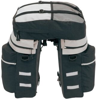 Fietstassen set met rugtas 3 delig - zwart/grijs - 43 liter - 31 x 41 cm - polyester