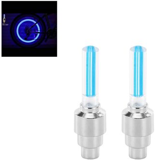 Fietsverlichting Met Batterijen Wheel Spoke Lamp Led Bike Valve Verlichting Band Ventiel Cap Mtb Fiets Licht Fiets accessoires A paar- blauw