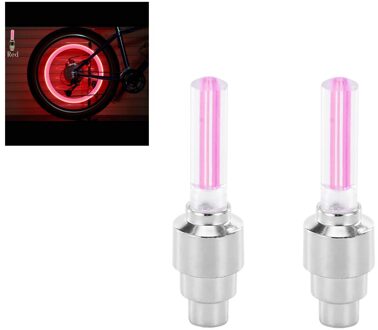 Fietsverlichting Met Batterijen Wheel Spoke Lamp Led Bike Valve Verlichting Band Ventiel Cap Mtb Fiets Licht Fiets accessoires A paar- rood
