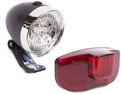Fietsverlichting set - koplamp en achterlicht - met reflector - universeel - klassiek