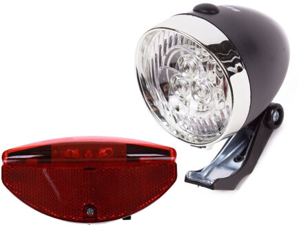Fietsverlichting set - koplamp en achterlicht - universeel - met staartreflector