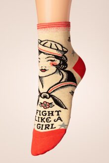 Fight Like A Girl enkelsokken Beige/Multicolour