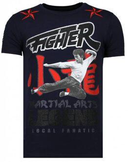 Fighter Legend - Rhinestone T-shirt - Navy - Maten: XL