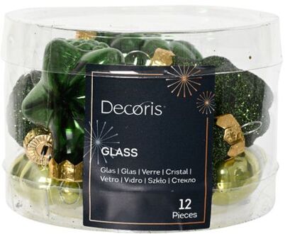 Figuur glas l2b4h4 cm groen ass 12st kerst