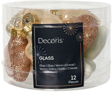 Figuur glas l2b4h4 cm parel ass 12st kerst Wit