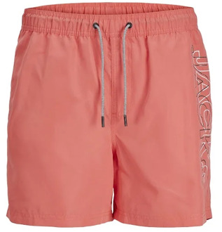 Fiji Double Logo Zwemshort Junior oranje - 140