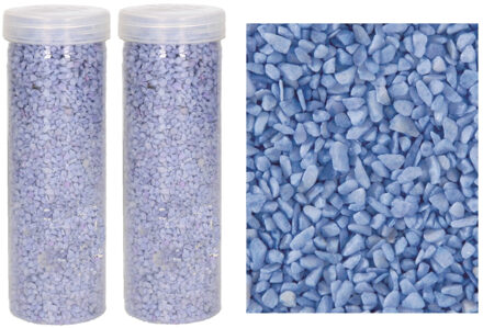 Fijn decoratie zand/kiezels - 2x - lila paars - 500gr - Zandkorrels - Mini steentjes - 2 tot 6 mm