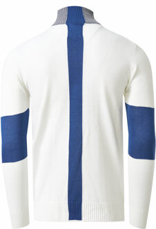 Fijn gebreide trui in colorblock-stijl met opstaande kraag - maat Grijs