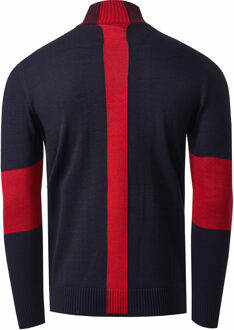 Fijn gebreide trui in colorblock-stijl met opstaande kraag - maat L Rood