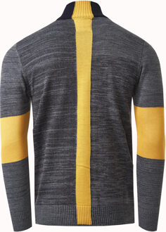 Fijn gebreide trui in colorblock-stijl met opstaande kraag Marineblauw