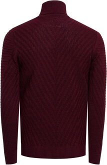 Fijn gebreide trui met V-patroon Rood - XL