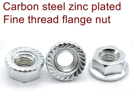 Fijne Draad Hex Flens Moer M8 * 1.0 M10 * 1.0 M10 * 1.25 M12 * 1.25 M12 * 1.5 carbon Staal Verzinkt Borgmoer DIN6923 M10x1.0 (6stk)
