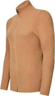 Fijne gebreide jas in biker-stijl met slim fit pasvorm Camel - 3XL