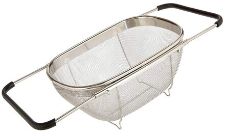 Fijne Mesh Over De Spoelbak Voedsel Colandar 6QT Grote Zeef Mand Voor Spoelen Fruit Groenten Rijst Pasta 'S Korrels-Roestvrij staal