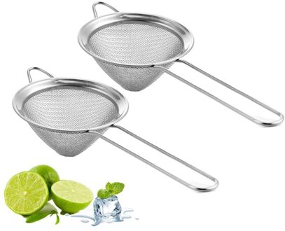 Fijne Zeef Voor Bar-Rvs Conische Zeef Voor Cocktail Drinken Bar Zeven Barman Bar Tool, 2 Pcs