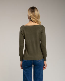 Fijngebreid sweater - maat XL Kaki