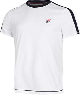 Fila Elias T-shirt Heren-Wit,Donkerblauw - M