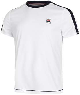 Fila Elias T-shirt Heren-Wit,Donkerblauw - XXL