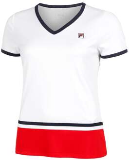 Fila Elisabeth T-shirt Dames-Wit,Rood - S