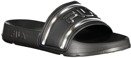 Fila Slide Sandalen met Zilveren Rand Zwart - EU 39