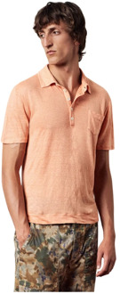 Filicudi Linnen Polo Shirt Massimo Alba , Orange , Heren - 2Xl,Xl,L,M,S