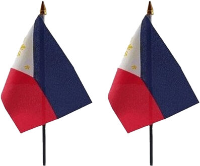 Filipijnen - 2x - mini vlaggetje van 10 x 15 cm op stokje - Landen vlag - H27 cm