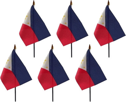 Filipijnen - 6x - mini vlaggetje van 10 x 15 cm op stokje - Landen vlag - H27 cm