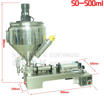 Filling machine, pasta stuff packing filler, cream filling machine, 1000ml, SS304, stainless, 30L hopper, Heating and mixing