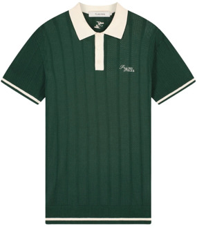 Filling Pieces Knit Polo Green Filling Pieces , Green , Heren - Xl,L,M,S,Xs