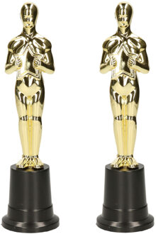 Filmster/Oscar award beeldje - 2x - goud - 22 cm - Hollywood thema film trofee