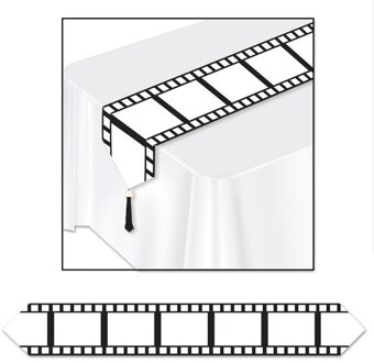 Filmstrip thema tafelloper - Hollywood thema - 183 cm - versiering - Feesttafelkleden Multikleur