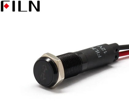 FILN 8mm Car dashboard Left and right turn signa symbol led red yellow white blue green 12v led indicator light with 20cm cable