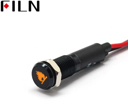 FILN 8mm Car dashboard The flame symbol led red yellow white blue green 12v led indicator light with 20cm cable