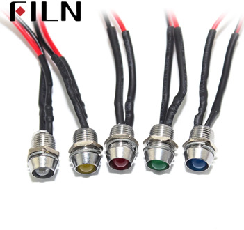 FILN Led light pilot lamp pre-wired effects 5V 12V 24V LED 8mm signal light indicator light with 16cm wire