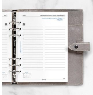 Filofax agendavulling 2025, formaat a5, 1 dag per pagina met afspraken, kleur wit