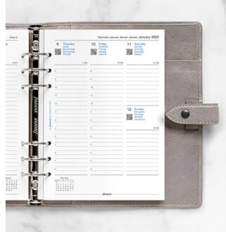 Filofax agendavulling 2025, formaat a5, 1 week per 2 pagina's in kolommen, kleur wit