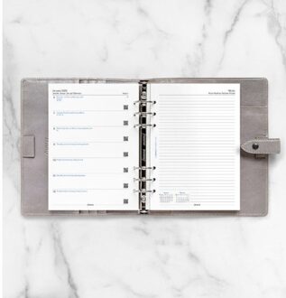 Filofax agendavulling 2025, formaat a5, 1 week per pagina met notitieblad, kleur wit