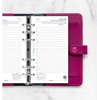Filofax agendavulling 2025, formaat personal, 1 dag per pagina, kleur wit